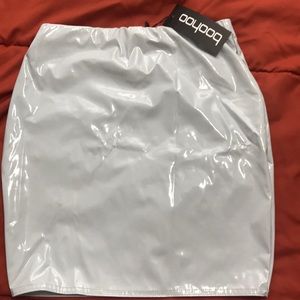 Light grey vinyl high wasted skirt